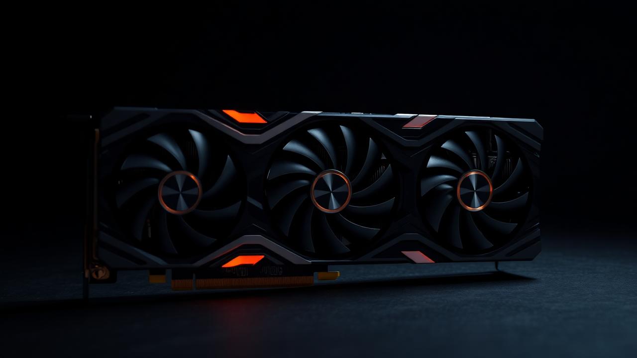 Graphics card with cooling fans mounted on a test bench, the hardware reviewer's essential tool